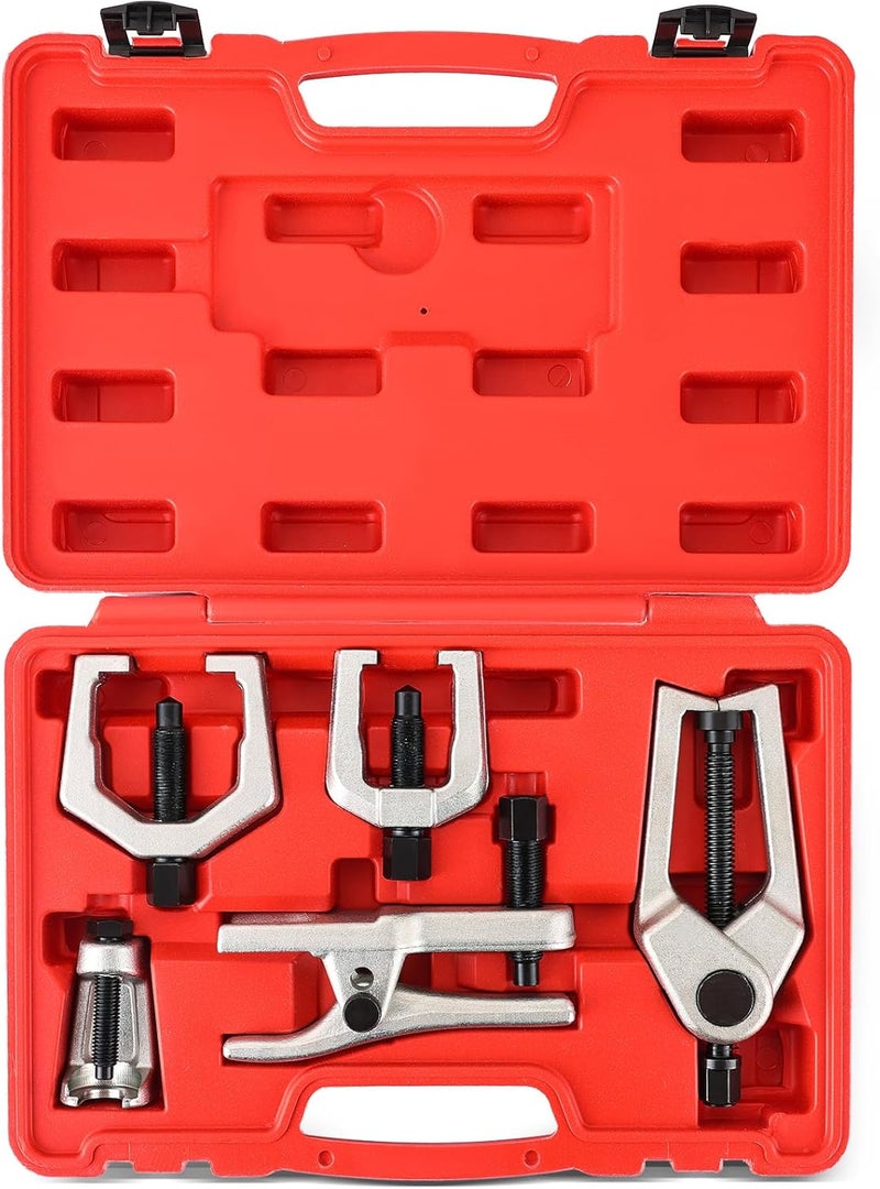 Acymner Ball Joint Separator Kit | 5 in 1 Pitman Arm Puller, Tie Rod End Tool Set, Splitter Removal Kit for Front End Service (Red) - Image 1